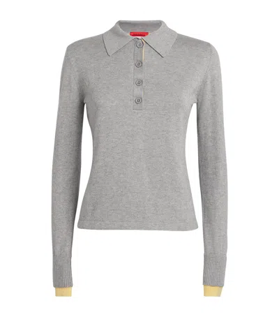 Max & Co Cotton-cashmere Polo Sweater In Gray