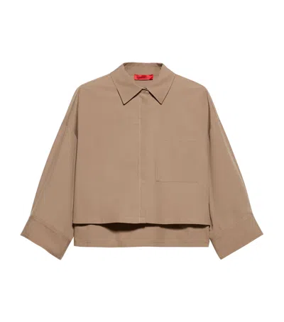 Max & Co . Cotton Cropped Shirt In Brown
