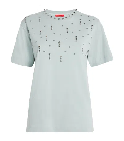 Max & Co Cotton Crystal T-shirt In Green