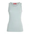 Max & Co Cotton Crystal Tank Top In Green