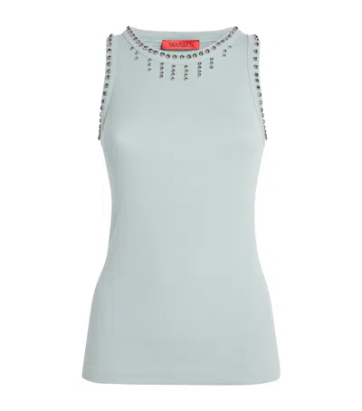 Max & Co Cotton Crystal Tank Top In Green