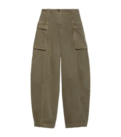 Max & Co Cotton Drill Cargo Trousers In Green