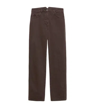 Max & Co Cotton Drill Trousers In Brown