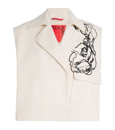 Max & Co Cotton Embroidered Gilet In White
