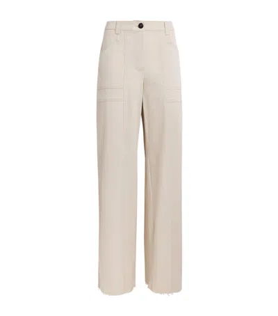 Max & Co Cotton Gabardine Cargo Trousers In White