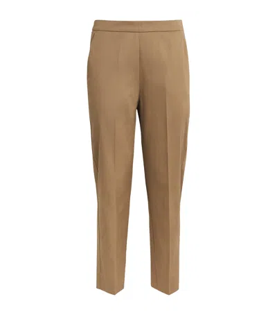 Max & Co Cotton Gabardine Slim Trousers In Beige