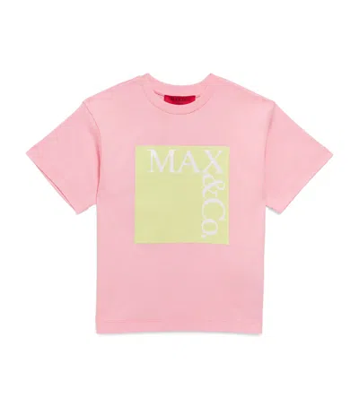 Max & Co Kids' Cotton Logo T-shirt In Pink