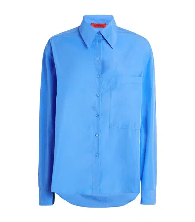 Max & Co Cotton Oversized Shirt In Blue