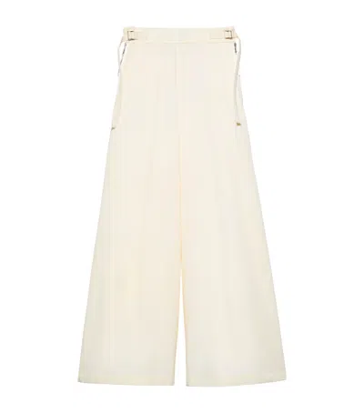 Max & Co . Cotton Pleated Wide-leg Trousers In Neutral