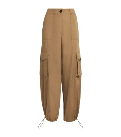 Max & Co Cotton Poplin Cargo Trousers In Beige