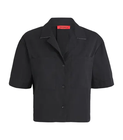 Max & Co Cotton Poplin Cropped Shirt In Black