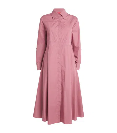 Max & Co Cotton Shirt Midi Dress In Pink