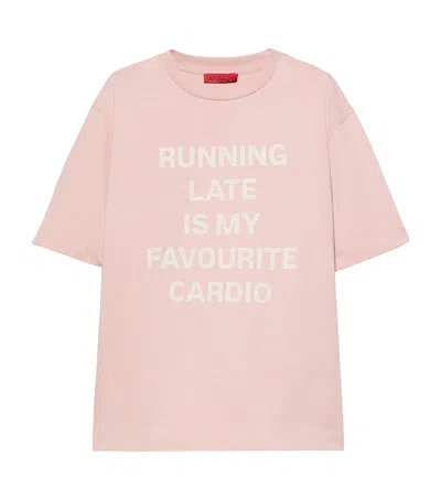 Max & Co . Cotton Slogan T-shirt In Pink
