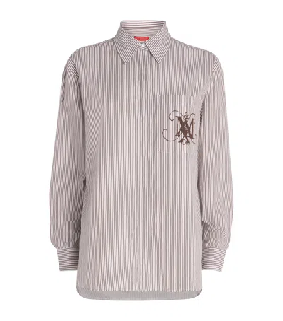 Max & Co Cotton Stripe Monogram Shirt In White