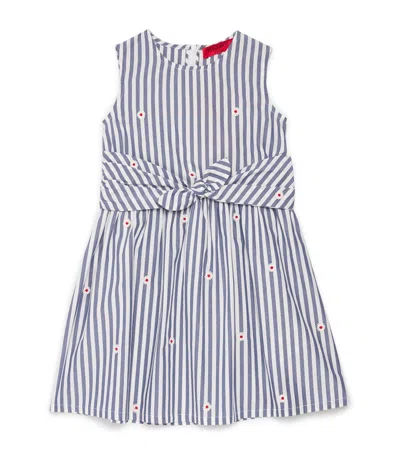 Max & Co Kids' Cotton Striped Floral Dress In Blue