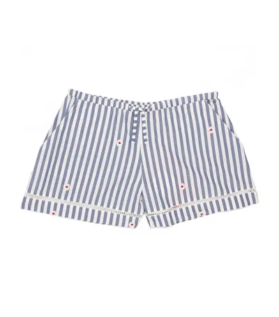 Max & Co Kids' Cotton Striped Floral Shorts In Blue