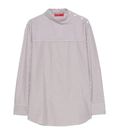 Max & Co . Cotton Striped Shirt In Brown