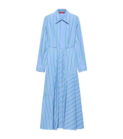 Max & Co . Cotton Striped Shirt Dress In Blue
