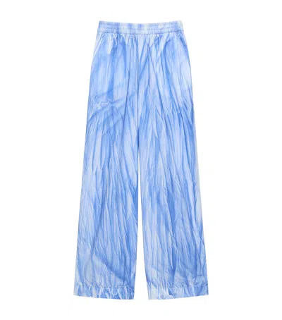 Max & Co . Cotton Tie-dye Straight Trousers In Blue
