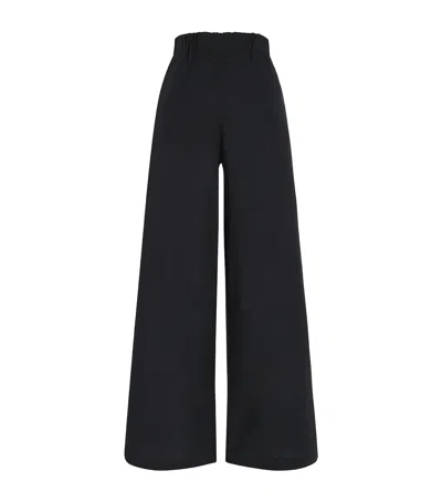 Max & Co Cotton Wide-leg Trousers In Black