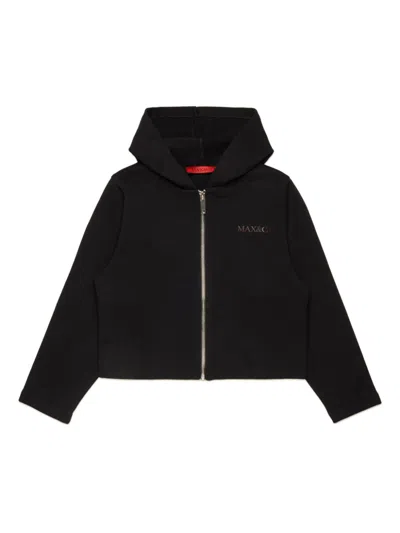 Max & Co Kids' Cotton Zip-up Hoodie In Black