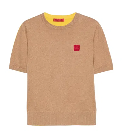Max & Co . Cotton-cashmere Reversible Short-sleeve Sweater In Brown