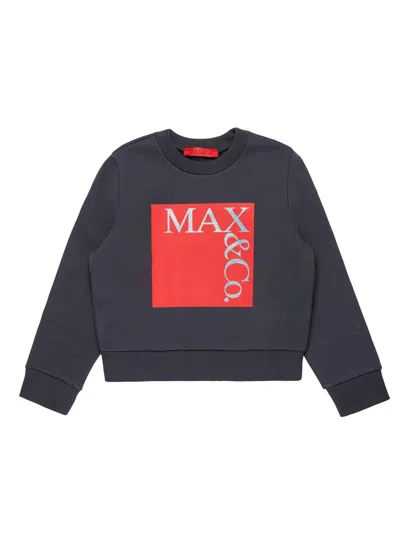 Max & Co . Cozy Cotton Sweatshirt For Girls - Perfect In Grey