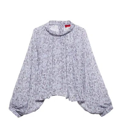 Max & Co . Crepe Printed Blouse In Brown