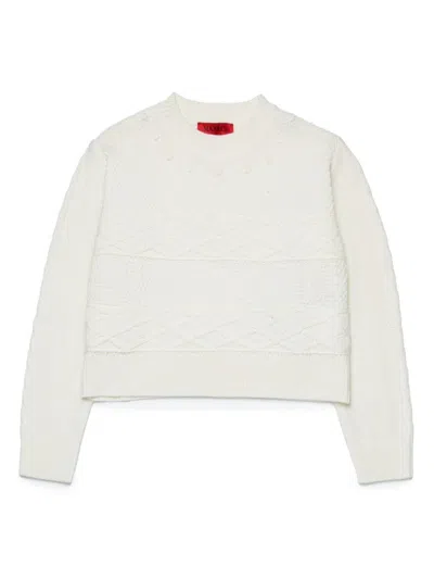 Max & Co Kids' Pullover Mit Rundem Ausschnitt In White