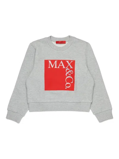 Max & Co Kids' Crew-neck Logo Sweatshirt In Gray