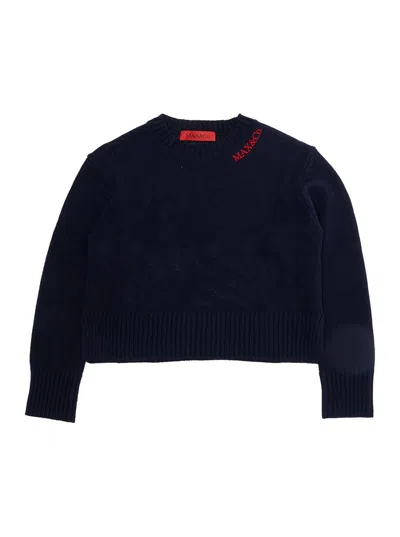 Max & Co Max&co. Crew-neck Wool Blend Sweater In Blue