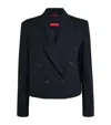 Max & Co Cropped Flannel Blazer In Blue