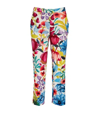 Max & Co Cropped Floral Trousers In Pink