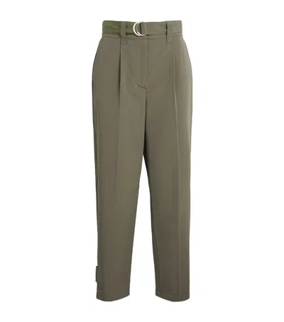 Max & Co Cropped Tapered Trousers In Green