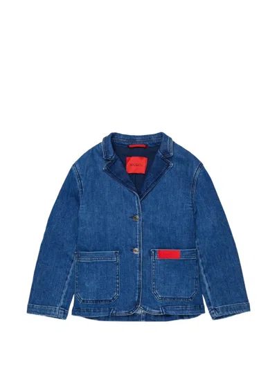 Max & Co Kids' Denim Blazer With Logo In Blue