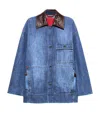 Max & Co . Denim Contrast Collar Jacket In Multi