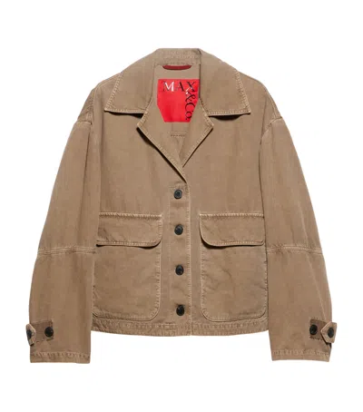 Max & Co . Denim Twin-pocket Jacket In Brown