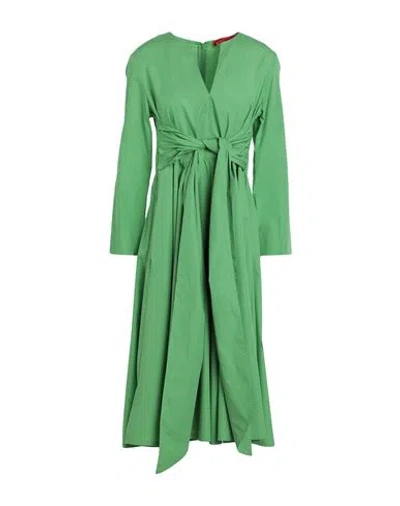 Max & Co . Disco Woman Midi Dress Green Size 12 Cotton