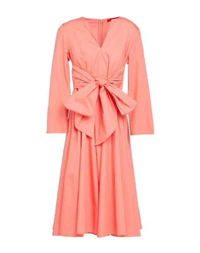 Max & Co . Disco Woman Midi Dress Salmon Pink Size 10 Cotton