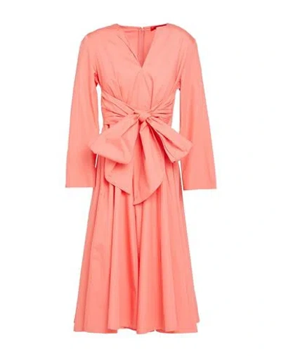 Max & Co . Disco Woman Midi Dress Salmon Pink Size 6 Cotton