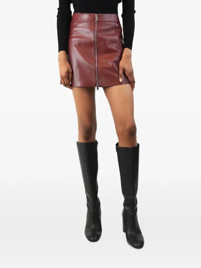 Pre-owned Max & Co Distressed-trim Mini Skirt In Red