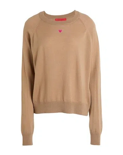 Max & Co . Doberman Woman Sweater Camel Size L Virgin Wool In Beige