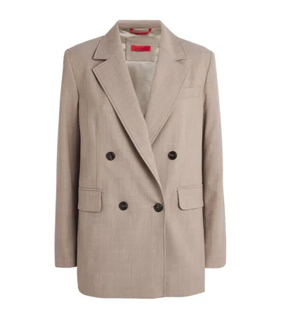 Max & Co Double-breasted Blazer In Beige