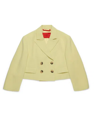 Max & Co Kids' Double-breasted Blazer In Yellow