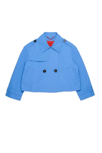 Max & Co Kids' Double-breasted Jacket With Logo In Blue