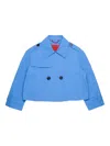 Max & Co Double-breasted Logo Jacket In Blue