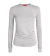Max & Co Draped Long-sleeve T-shirt In Gray