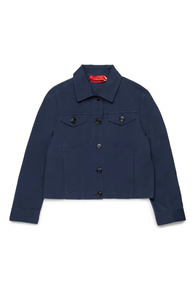 Max & Co Kids' Drill Trucker Jacket In Blue