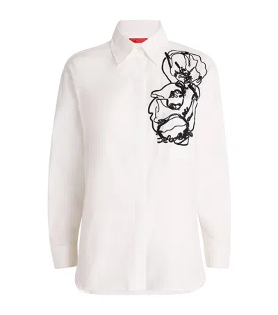 Max & Co Embroidered Button-down Shirt In White