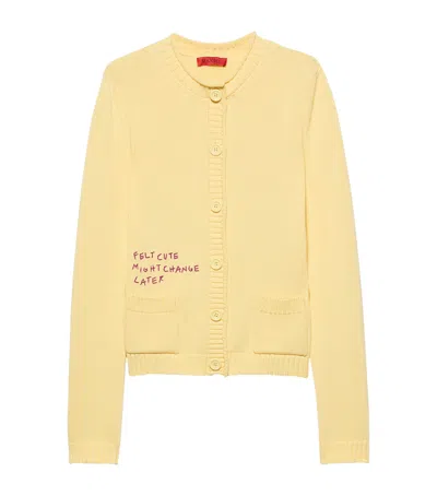 Max & Co . Embroidered Cardigan In Yellow